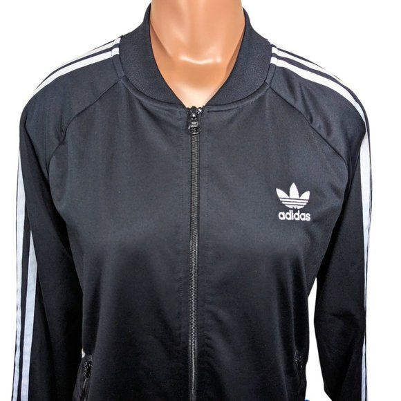 Adidas Womens Large Superstar Black & White Full Zip Trefoil Track Jacket - Picture 6 of 15